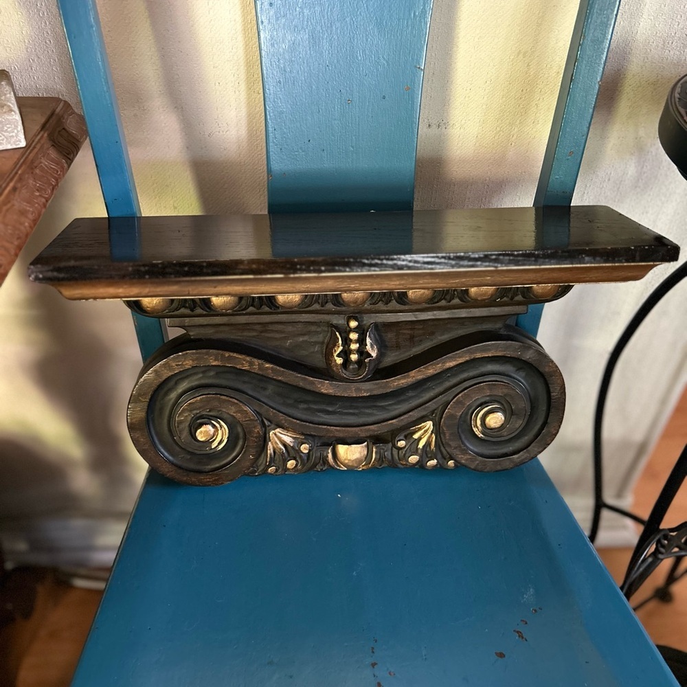Antique Solid Wood Carved Wall Shelf - Picture 4 of 11